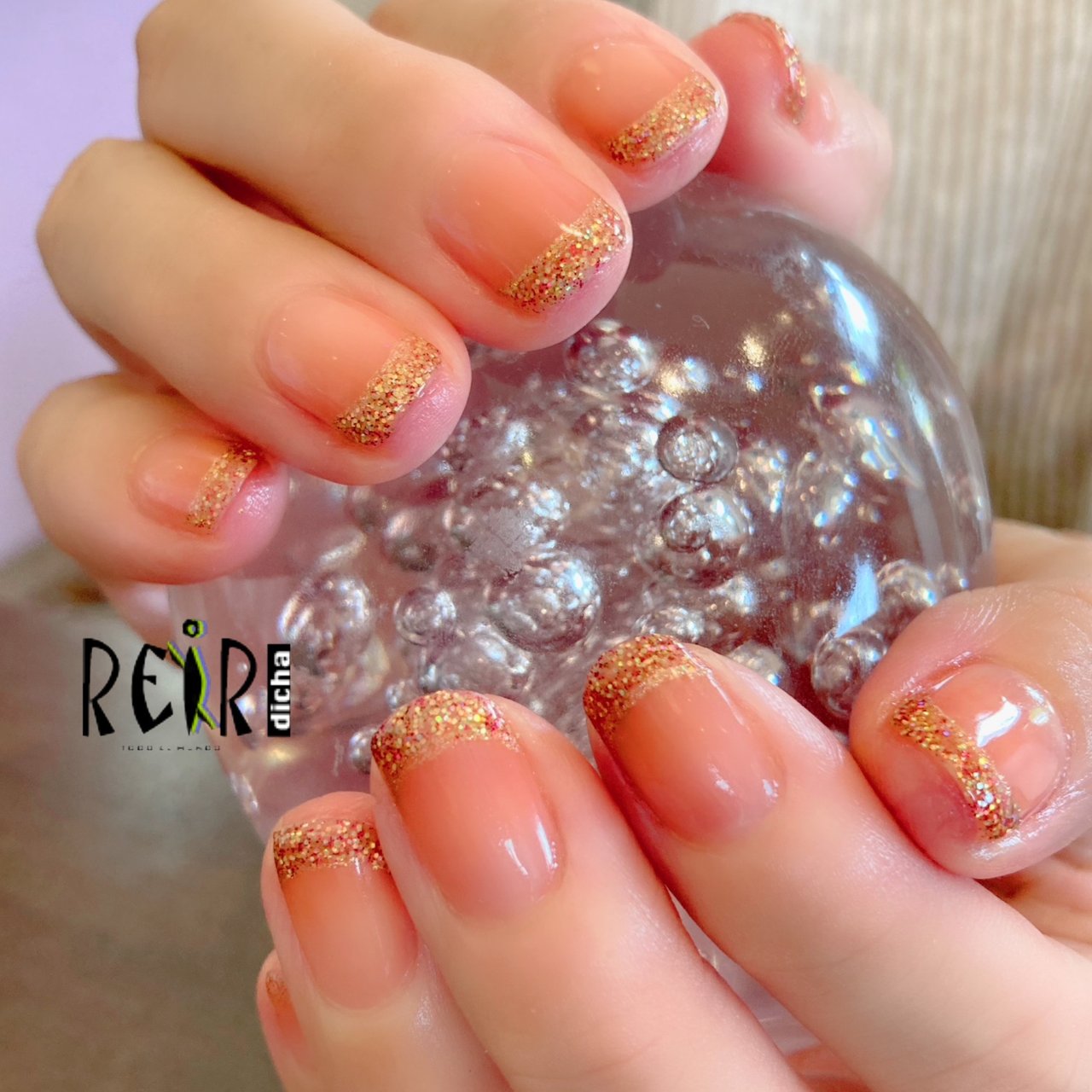 春 夏 ハンド フレンチ ラメ レイールディッチャ ネイル スクールのネイルデザイン No ネイルブック