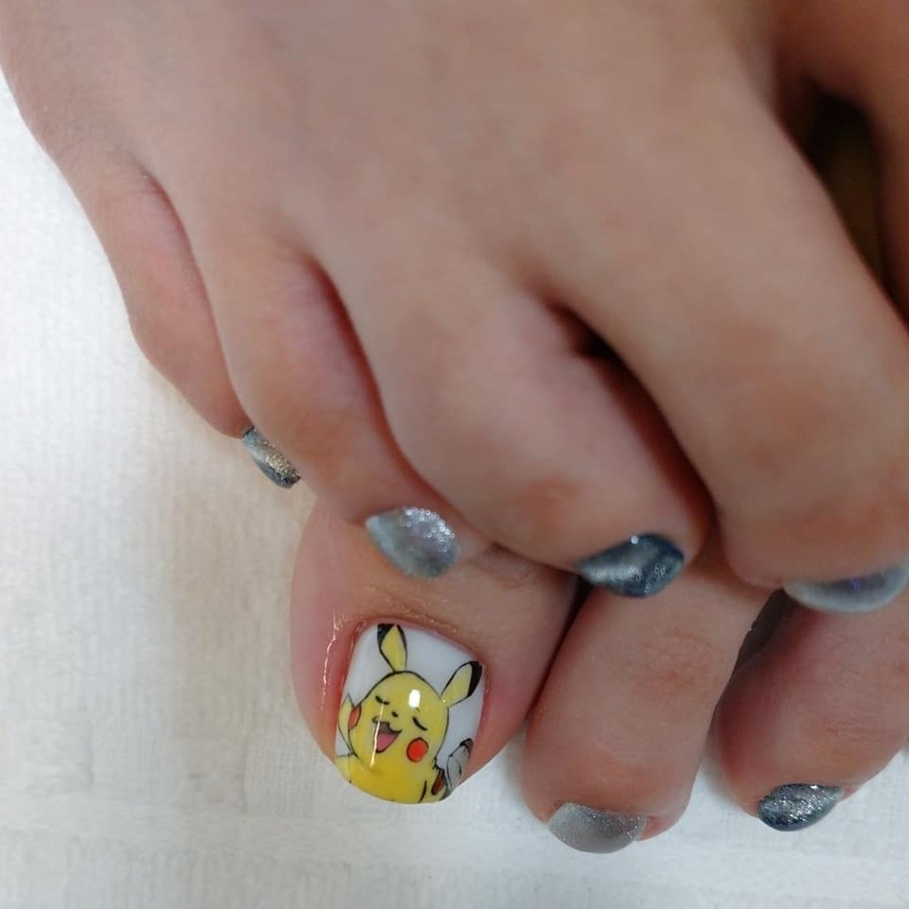 オールシーズン フット ワンカラー 痛ネイル キャラクター Mallowblue0107のネイルデザイン No ネイルブック