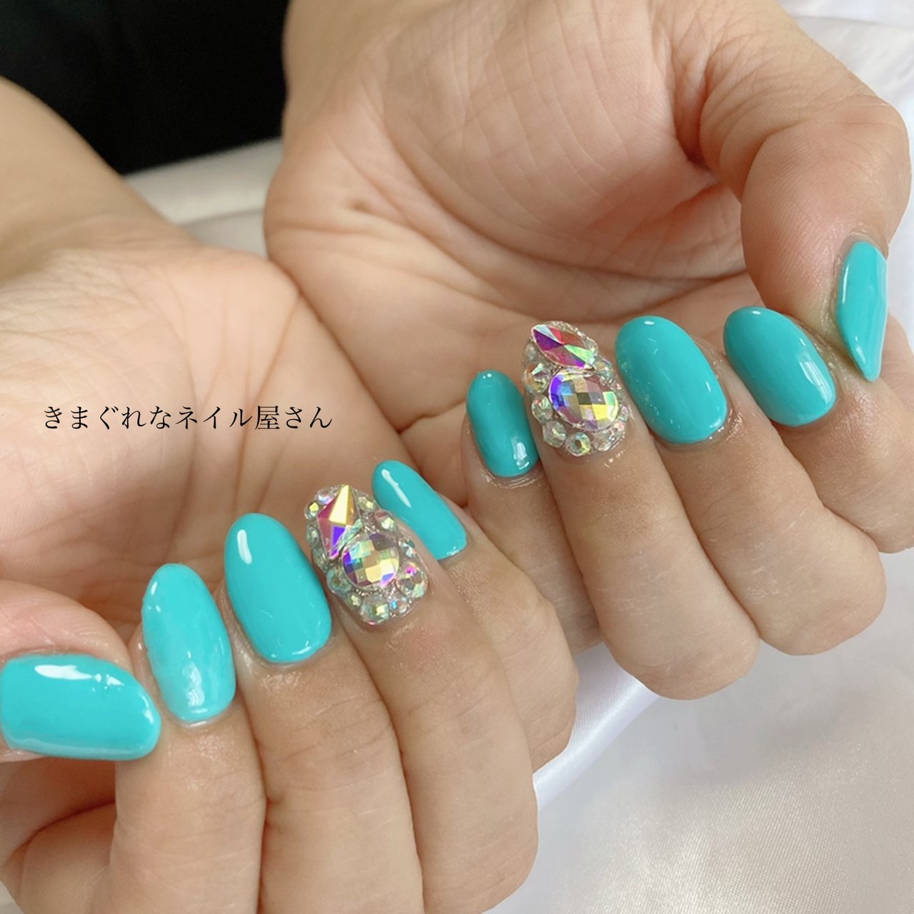 夏 秋 ハンド ターコイズ 水色 Okamoto Naomiのネイルデザイン No ネイルブック
