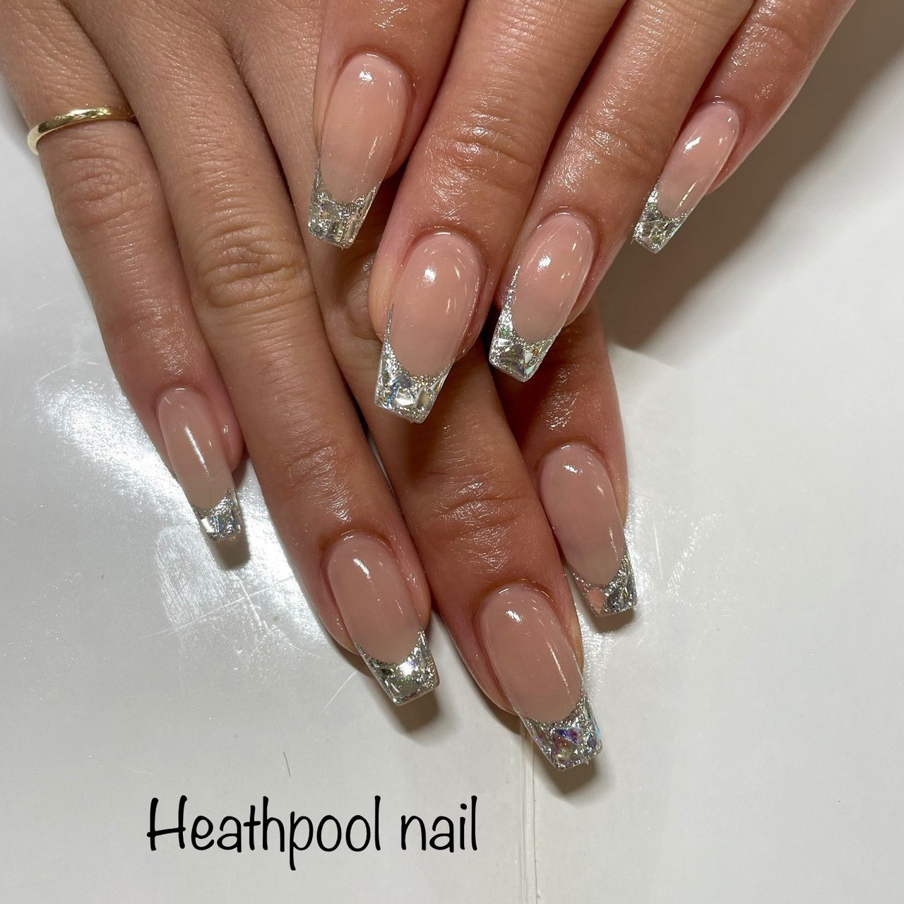 ハンド フレンチ ホログラム ラメ オーロラ Heathpoolnailのネイルデザイン No ネイルブック