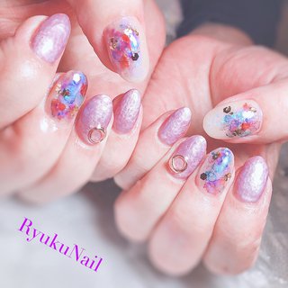 Micaパールスプレーのネイルデザイン ネイルブック