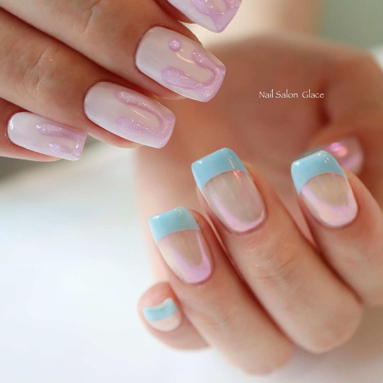 春 夏 フレンチ 変形フレンチ ラメ Nail Salon Glaceのネイルデザイン No ネイルブック