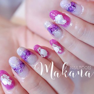 パープル 紫 シルバーネイルのネイルデザイン ネイルブック