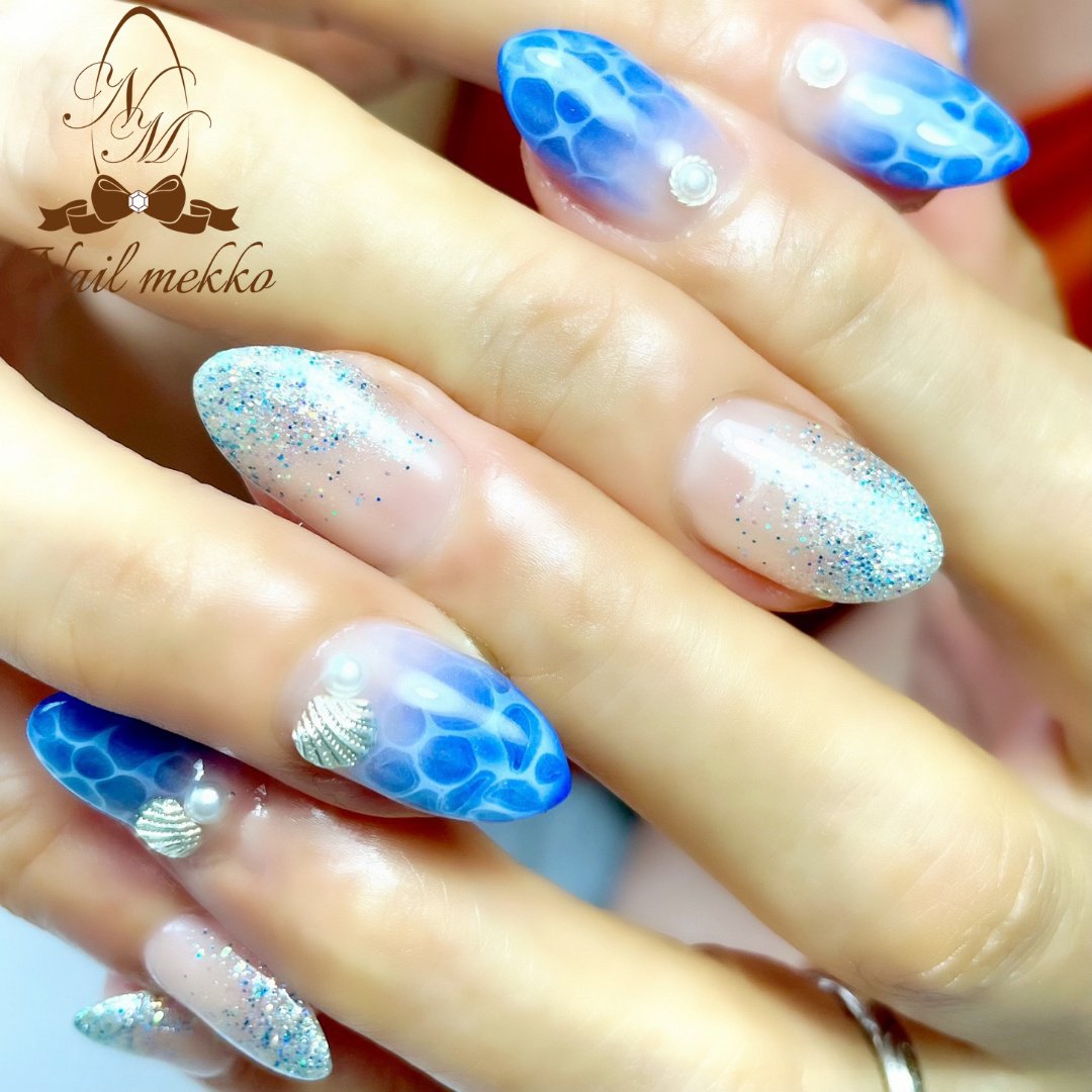 夏 海 リゾート シェル パール Nail Mekkoのネイルデザイン No ネイルブック