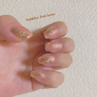 ピンク オレンジ セルフネイルのネイルデザイン ネイルブック