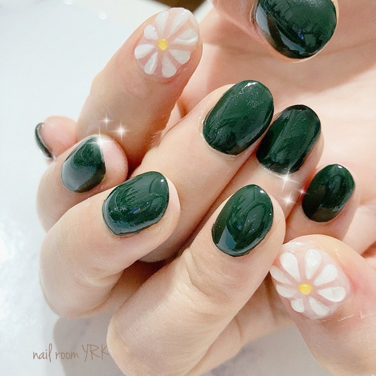 オールシーズン/ハンド/ワンカラー/フラワー/グリーン - nail room YRK