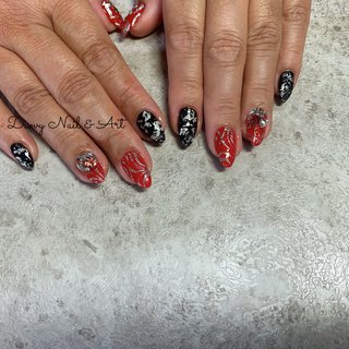 冬 レッド シルバーのネイルデザイン ネイルブック