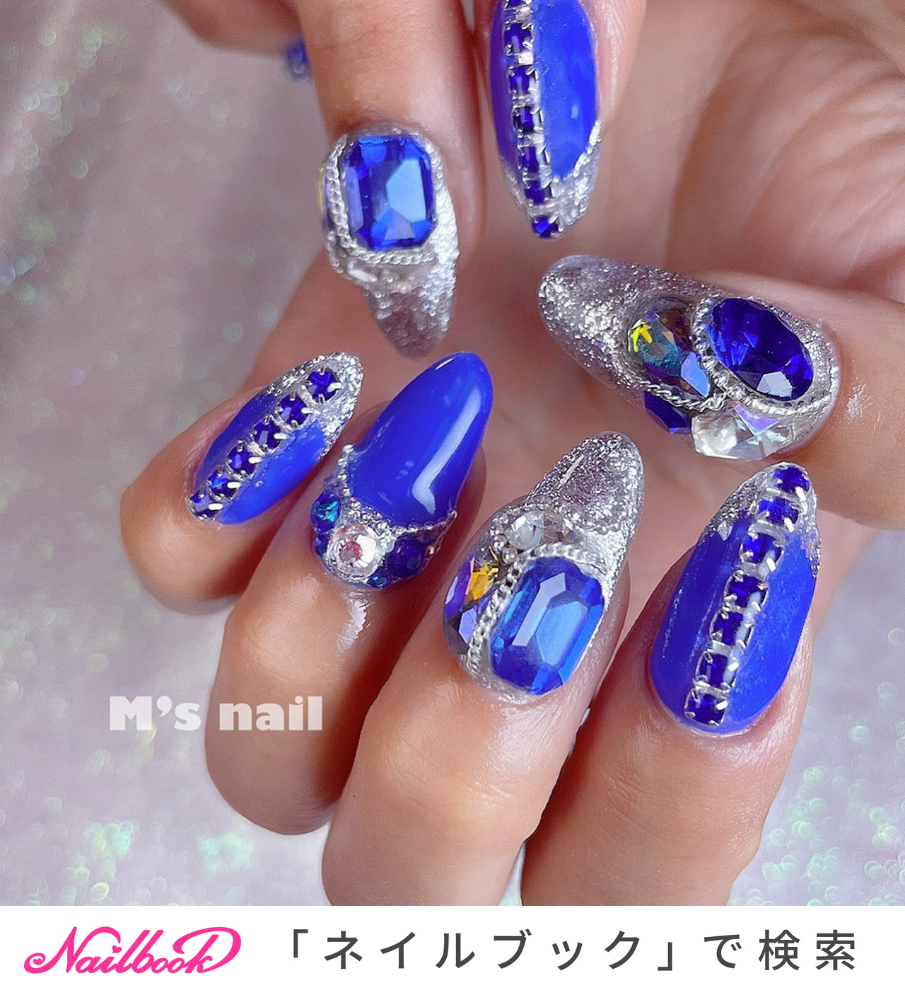 冬 ネイビー シルバーネイルのネイルデザイン ネイルブック