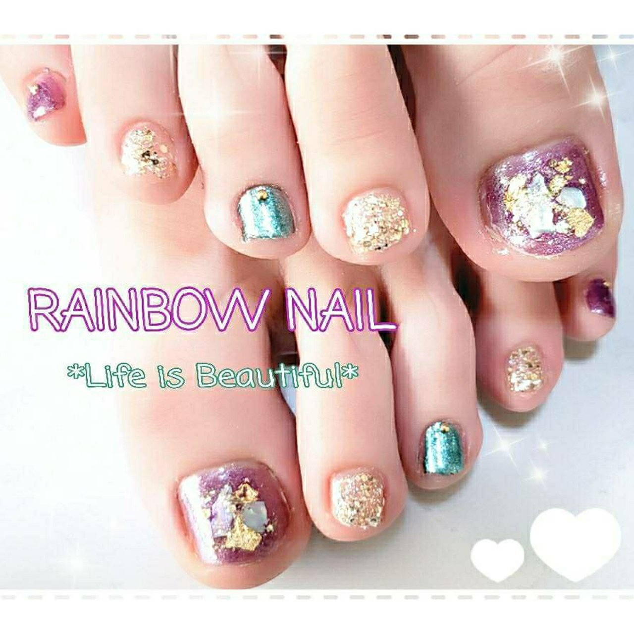 オールシーズン フット シェル ピンク グリーン しろみちゃんのネイルデザイン No ネイルブック