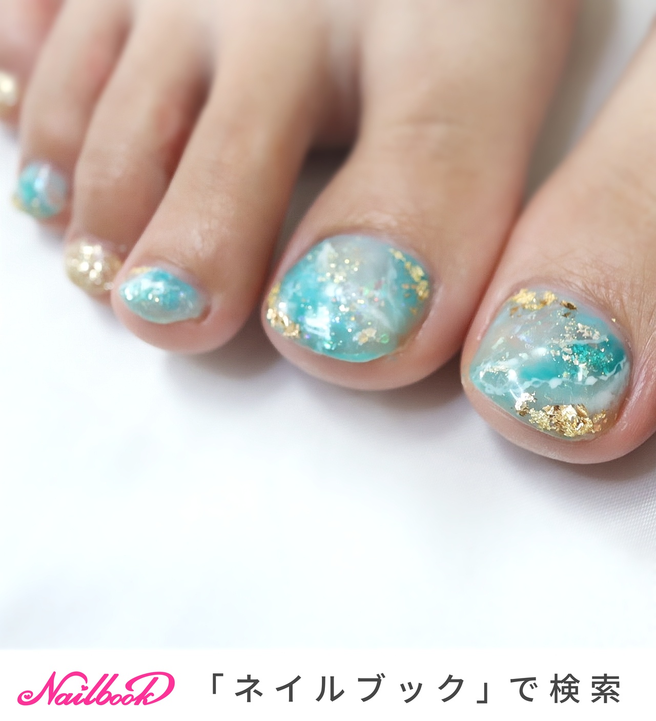 グリーン 緑 フットネイルのネイルデザイン ネイルブック