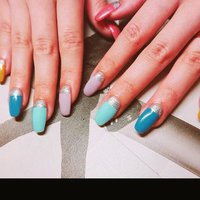 ピンク 水色 パステルのネイルデザイン ネイルブック