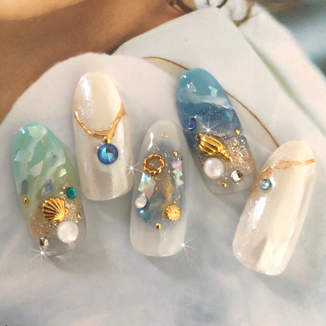 夏 海 リゾート デート ハンド Plumeria 隠れ家サロンプルメリア のネイルデザイン No ネイルブック