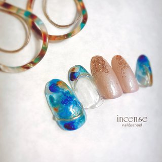 シーグラスネイルのネイルデザイン ネイルブック