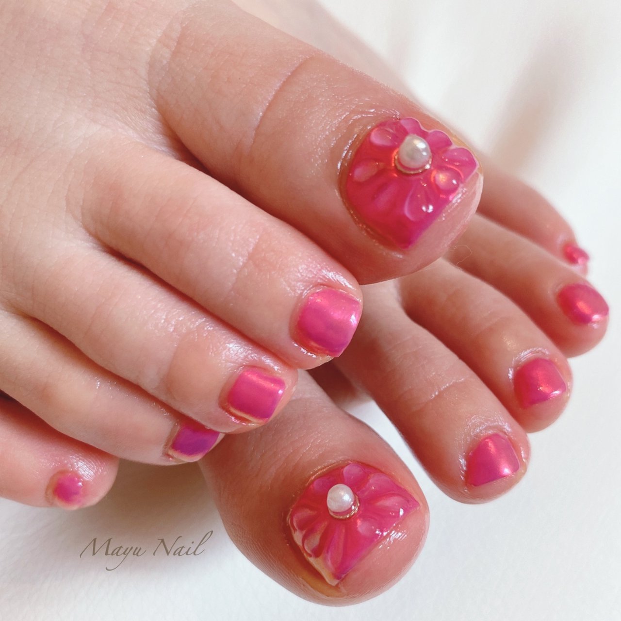 春/夏/フット/フラワー/ショート - mayu nailのネイルデザイン[No