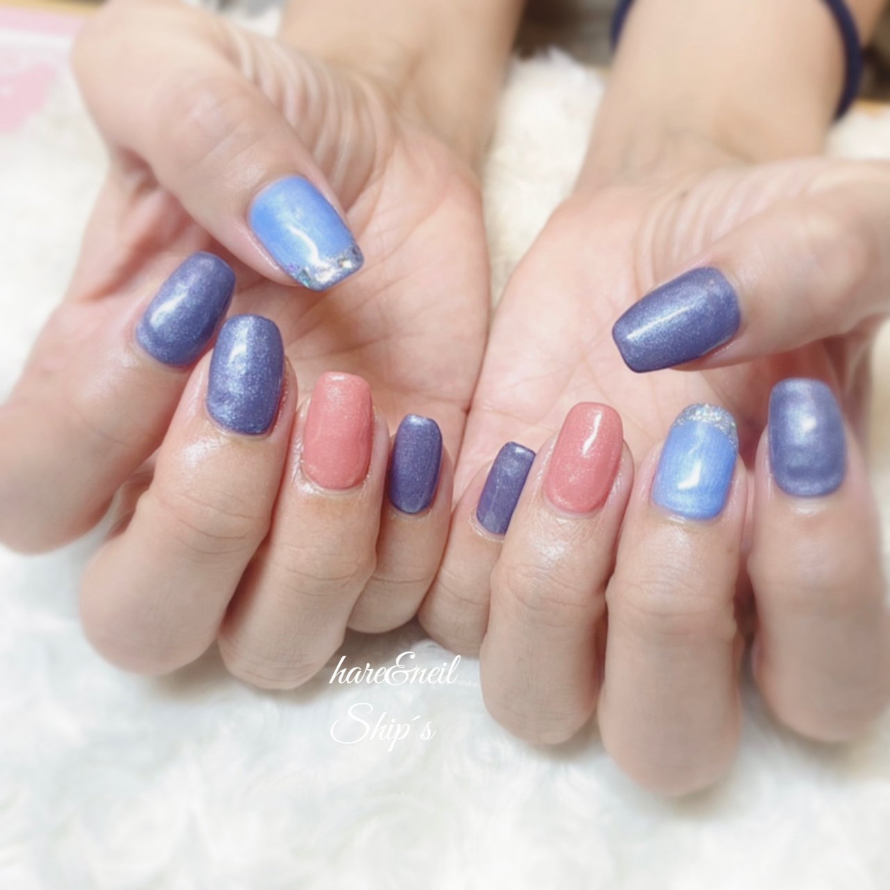 ピンク ブルー ジェルネイル Ship S のネイルデザイン No ネイルブック