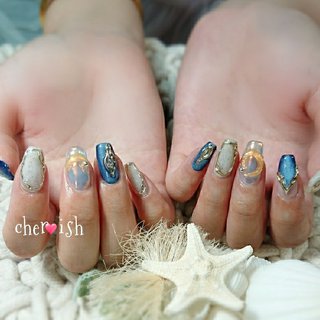 アイシング ブルー グレーのネイルデザイン ネイルブック