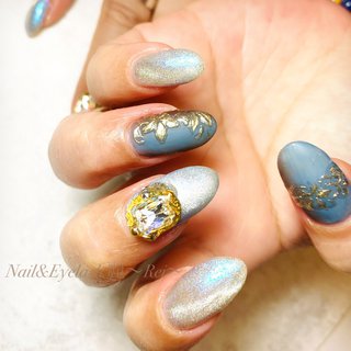 ブルー 青 マグネットジェルのネイルデザイン ネイルブック