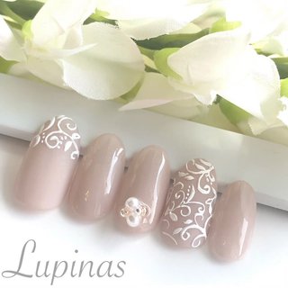 ブライダル パール レースのネイルデザイン ネイルブック