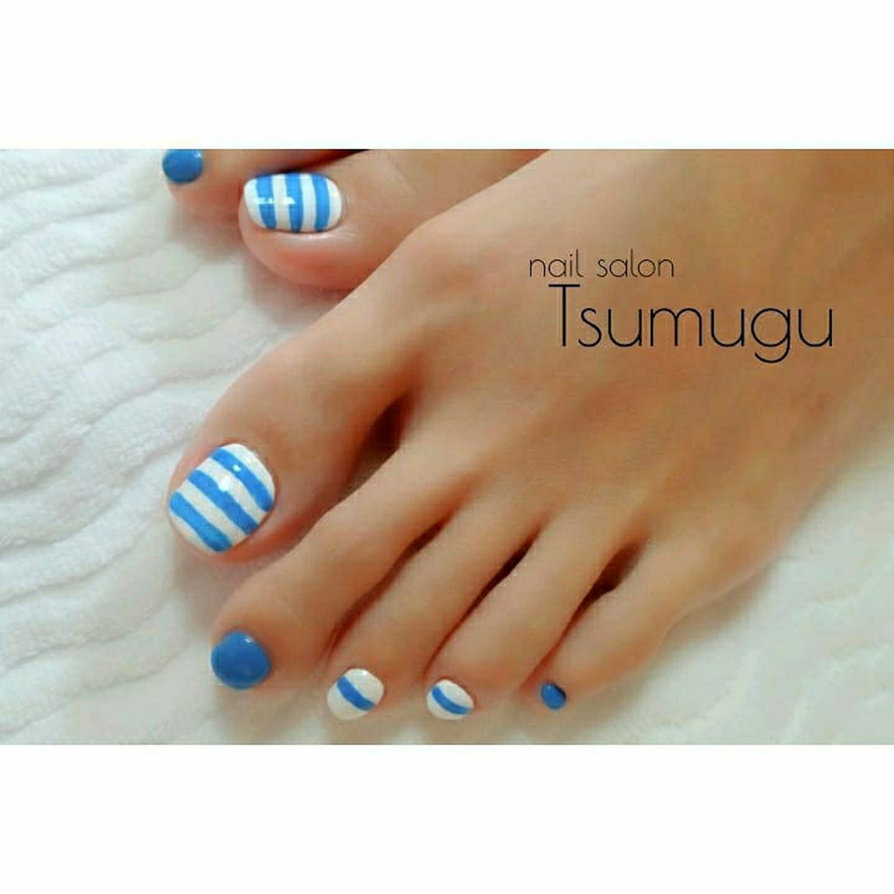 夏/フット/シンプル/ワンカラー/ボーダー - nail salon Tsumugu【ネイルサロン ツムグ】のネイルデザイン[No.6474915]｜ネイルブック