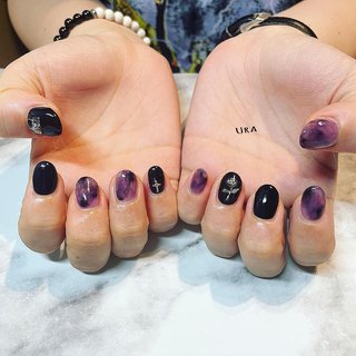 おすすめ順 紫マーブル夏のネイルデザイン ネイルブック