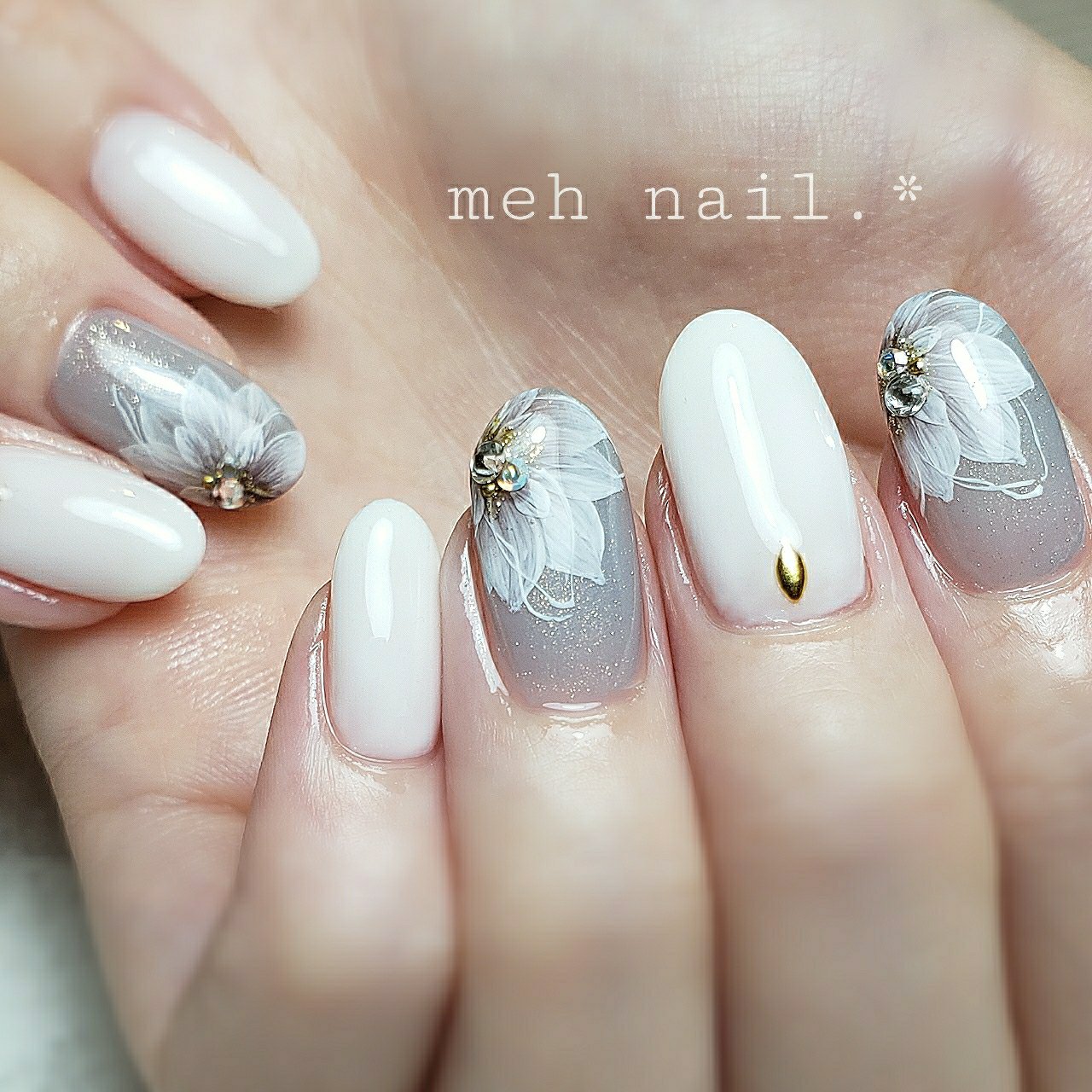 オールシーズン オフィス ブライダル デート ハンド Meh Nail のネイルデザイン No ネイルブック