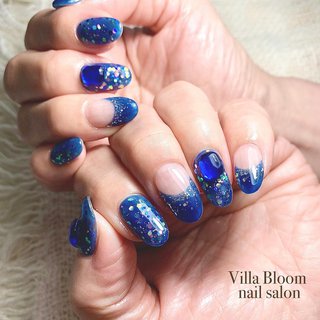 ブルー 青 ゴージャスネイルのネイルデザイン ネイルブック