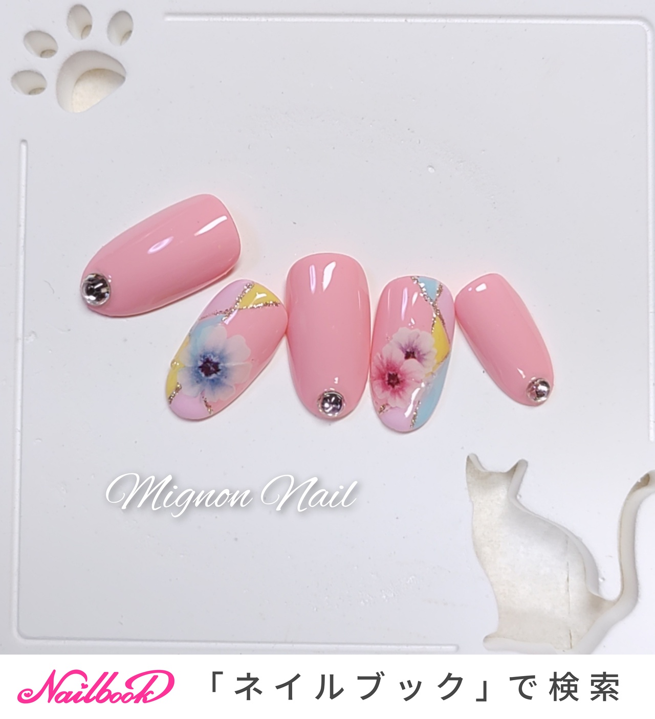 春 猫のネイルデザイン ネイルブック