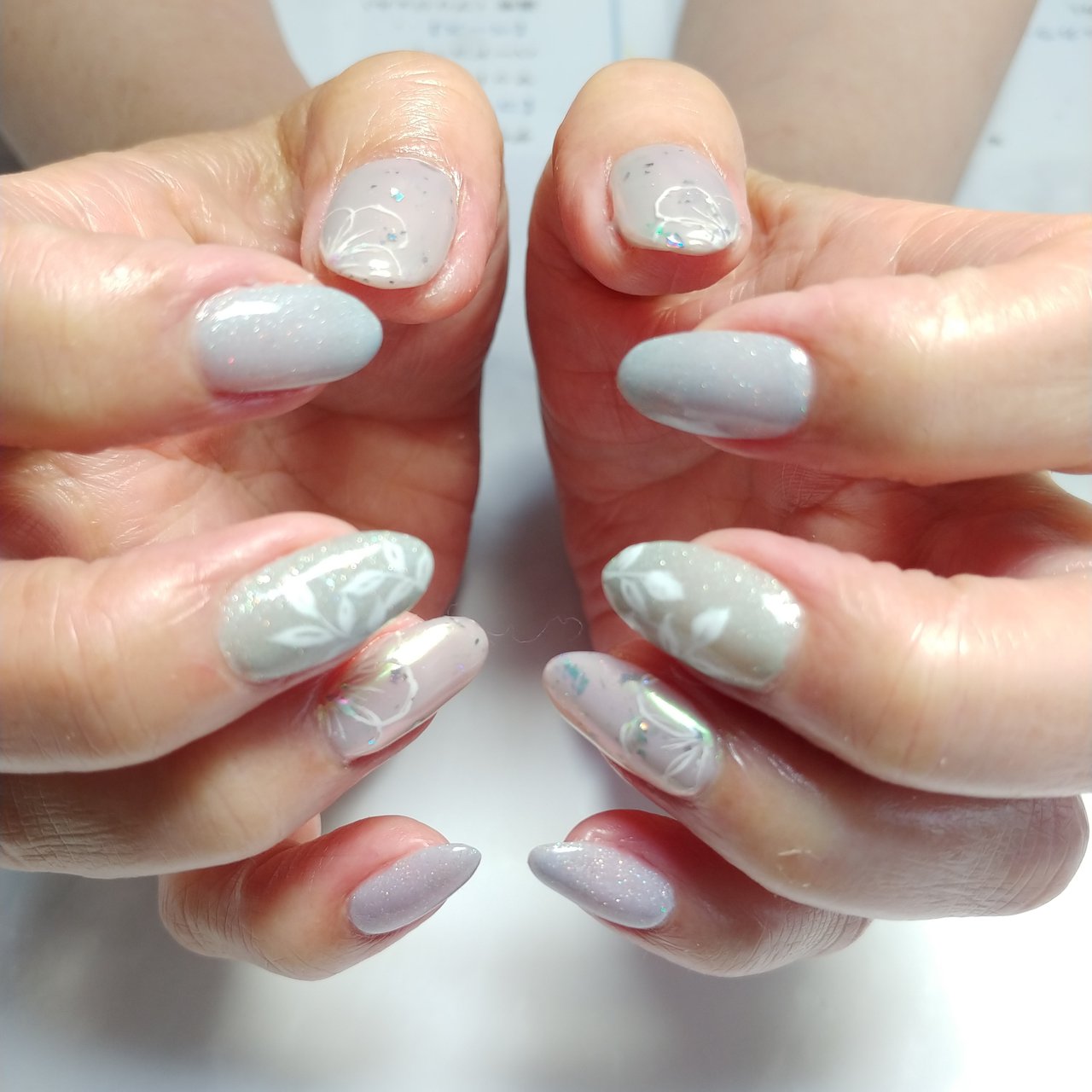オールシーズン オフィス シンプル ワンカラー フラワー Nail Oasis Easeのネイルデザイン No ネイルブック