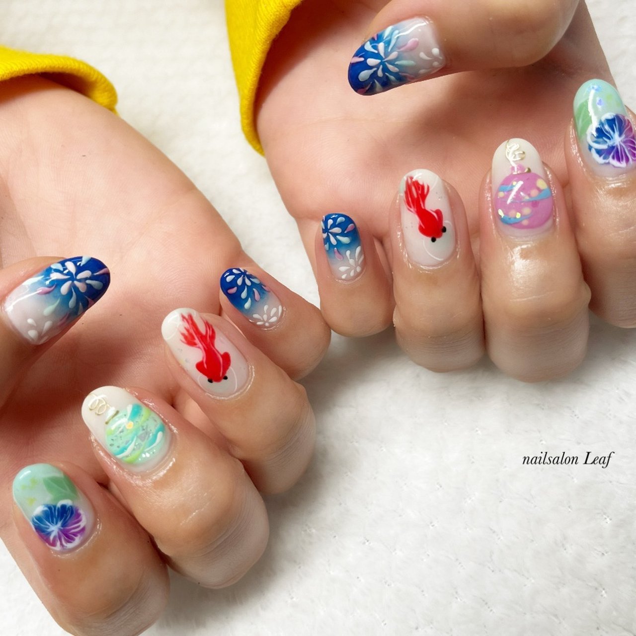 夏 旅行 浴衣 デート ハンド Nailsalon Leaf のネイルデザイン No ネイルブック