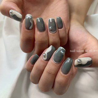 グレー スクエアのネイルデザイン ネイルブック