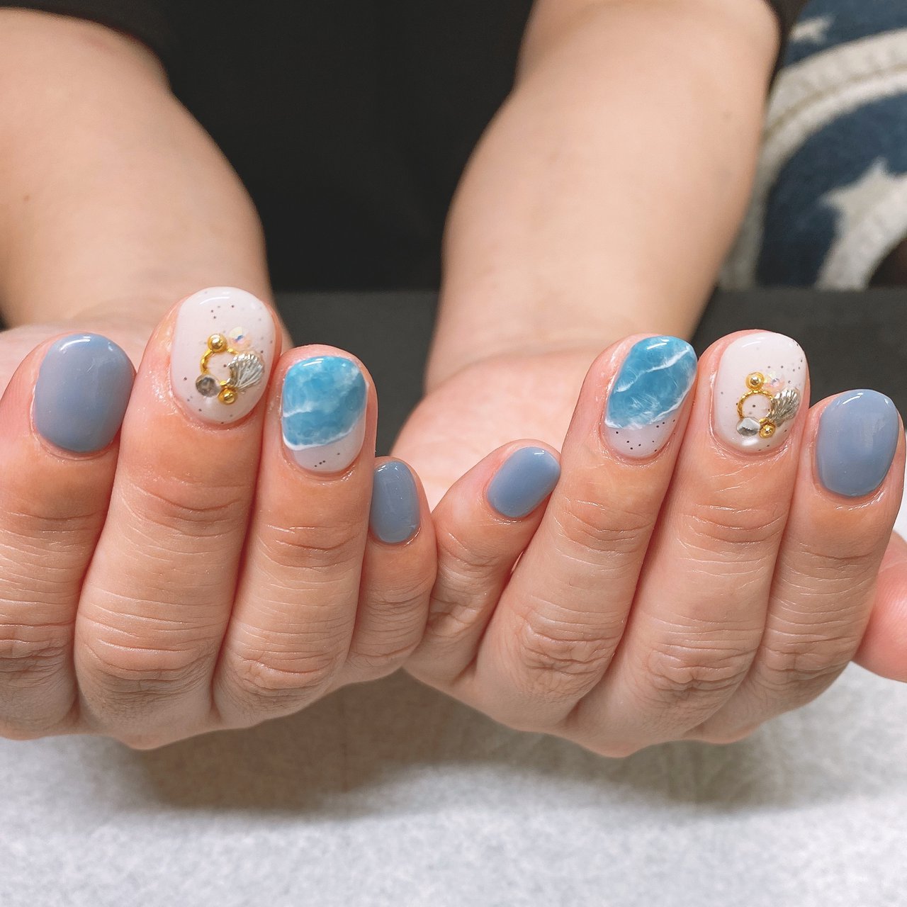 夏 ハンド シェル ショート ホワイト M Cnailのネイルデザイン No ネイルブック