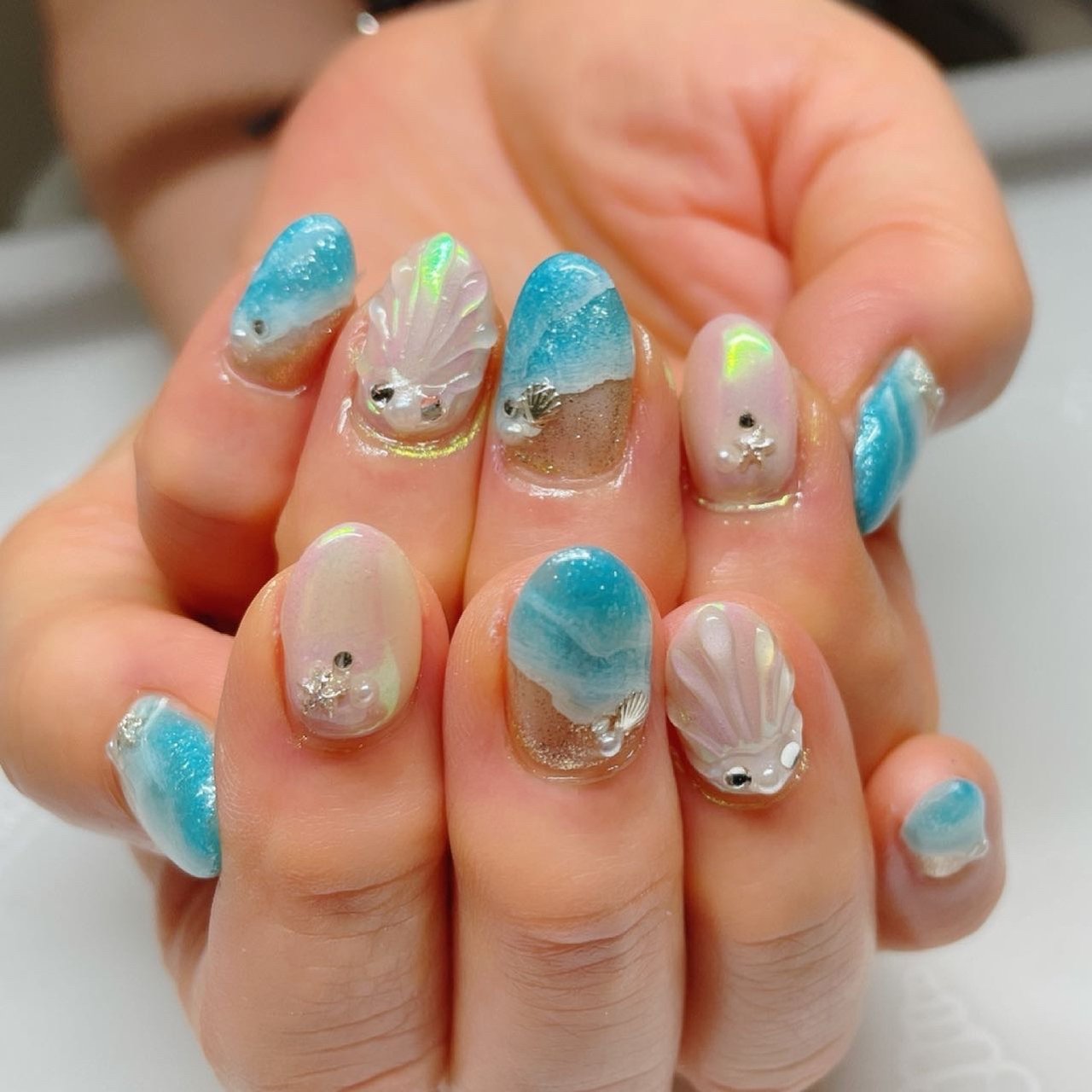 夏 オールシーズン 海 リゾート シンプル Nail Hana001のネイルデザイン No ネイルブック