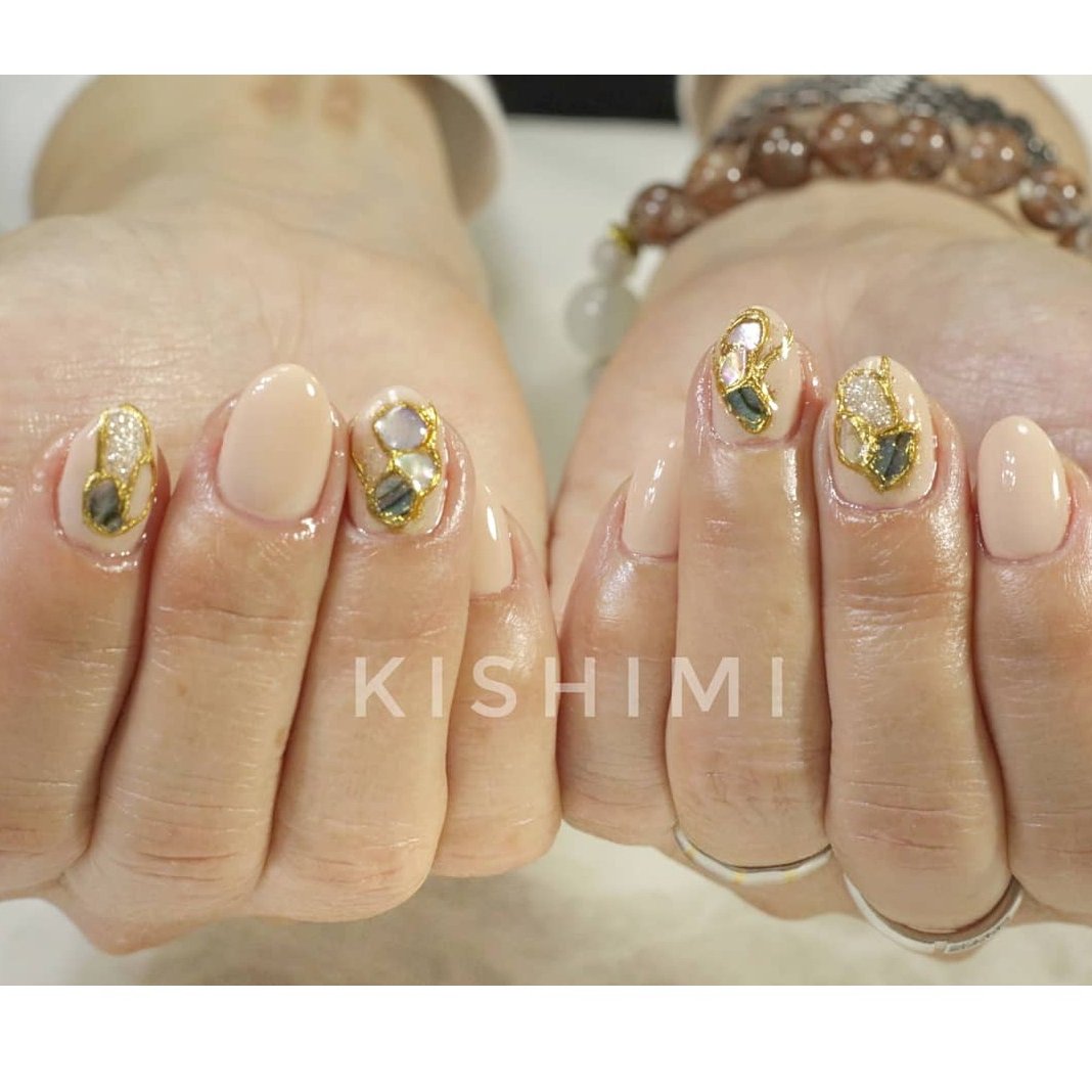 夏 オールシーズン ハンド シェル アンティーク Kishimiのネイルデザイン No ネイルブック