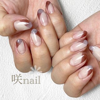 オフィス ブラウン セルフネイルのネイルデザイン ネイルブック