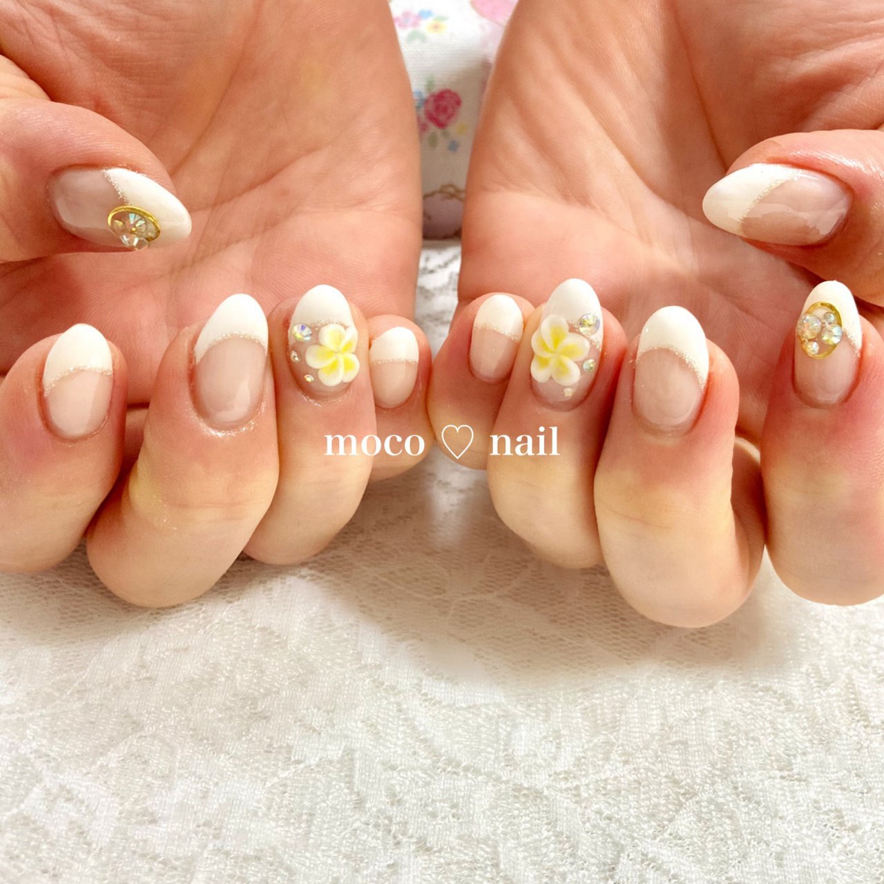 夏 ハンド フレンチ フラワー 3d Moco Nailのネイルデザイン No ネイルブック