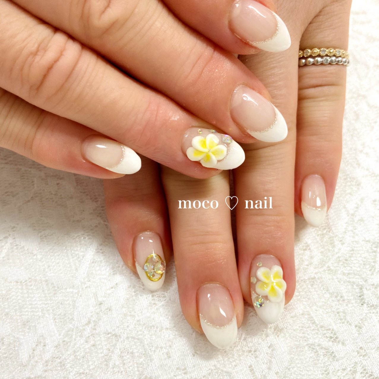 夏 ハンド フレンチ フラワー 3d Moco Nailのネイルデザイン No ネイルブック