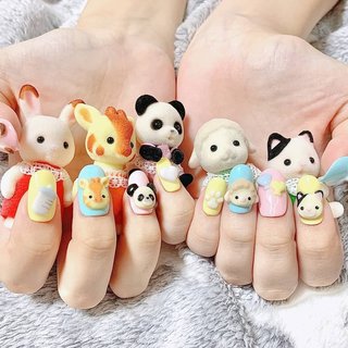 売れ筋商品 赤ちゃん ぱんだ くま うさぎ シルバニア ネイルパーツ 3d ...