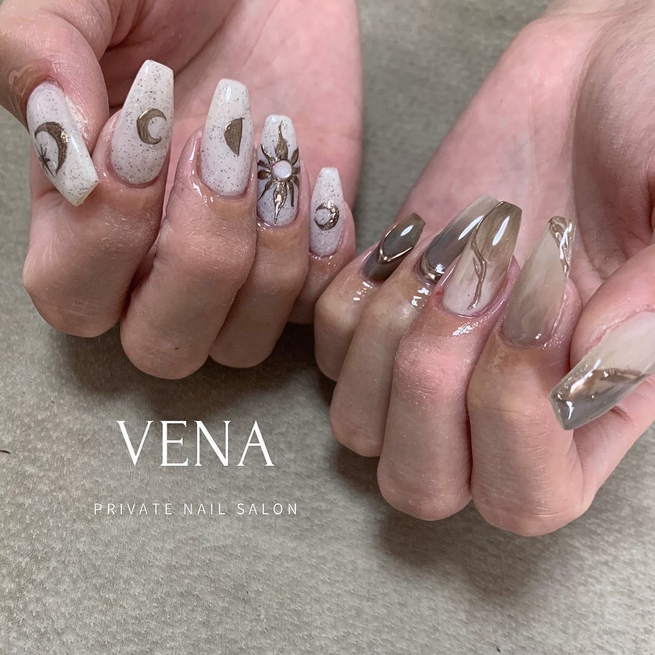 夏 ハンド ネイティブ ロング ブラウン Nbbのネイルデザイン No ネイルブック