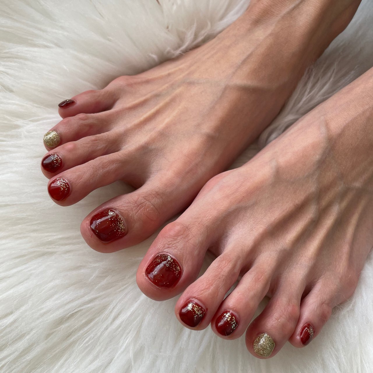 オールシーズン フット シンプル グラデーション ラメ ぴよぴよのネイルデザイン No ネイルブック