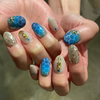 シェル(貝殻)/#タツノオトシゴのネイルデザイン｜ネイルブック
