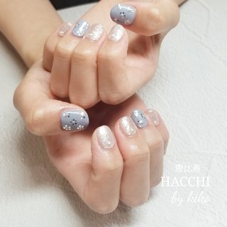 ブルー グレー ゴールドのネイルデザイン ネイルブック