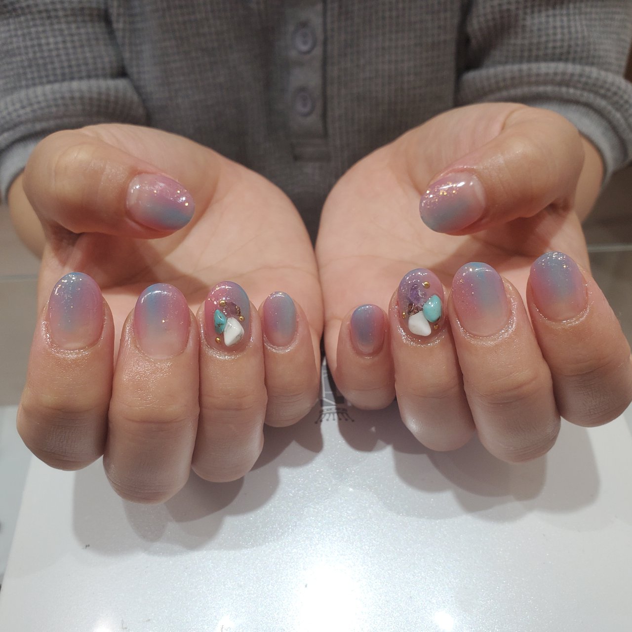 夏 ハンド グラデーション タイダイ 千鳥柄 Tomokonailのネイルデザイン No ネイルブック