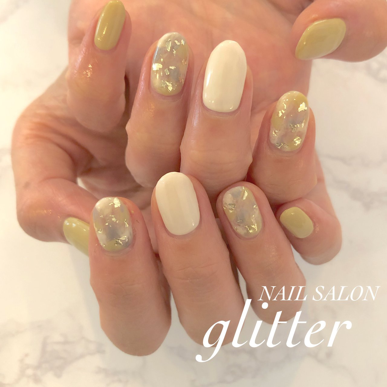 夏 秋 オールシーズン オフィス ハンド 京都nail Salon Glitterのネイルデザイン No ネイルブック