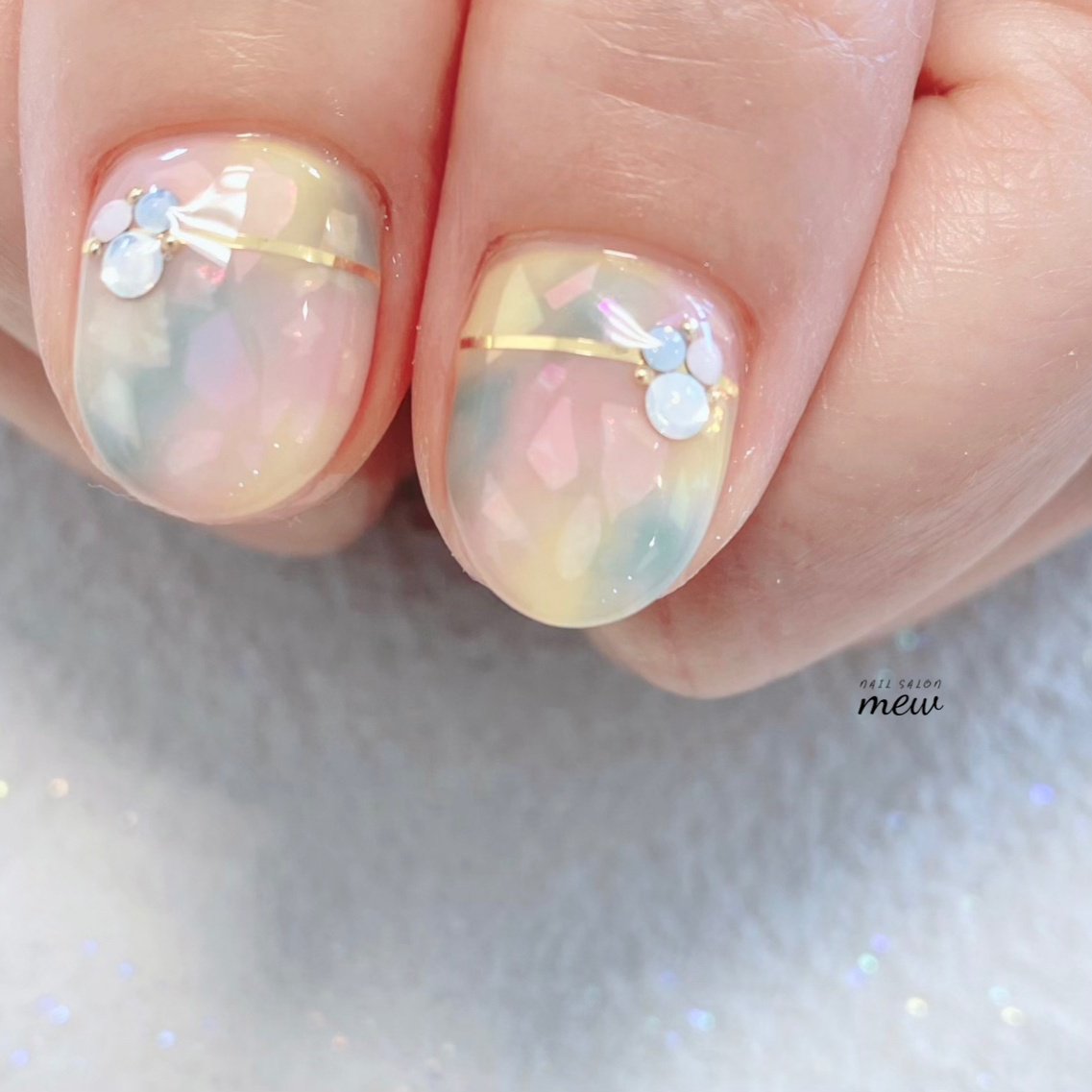 夏 ショート ピンク イエロー グリーン Nail Salon Mewのネイルデザイン No ネイルブック