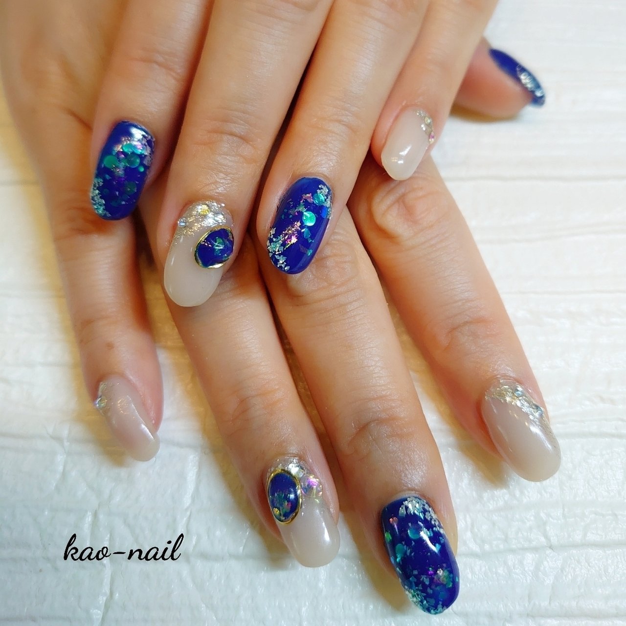 夏/オールシーズン/オフィス/ハンド/ビジュー - kao-nailのネイル