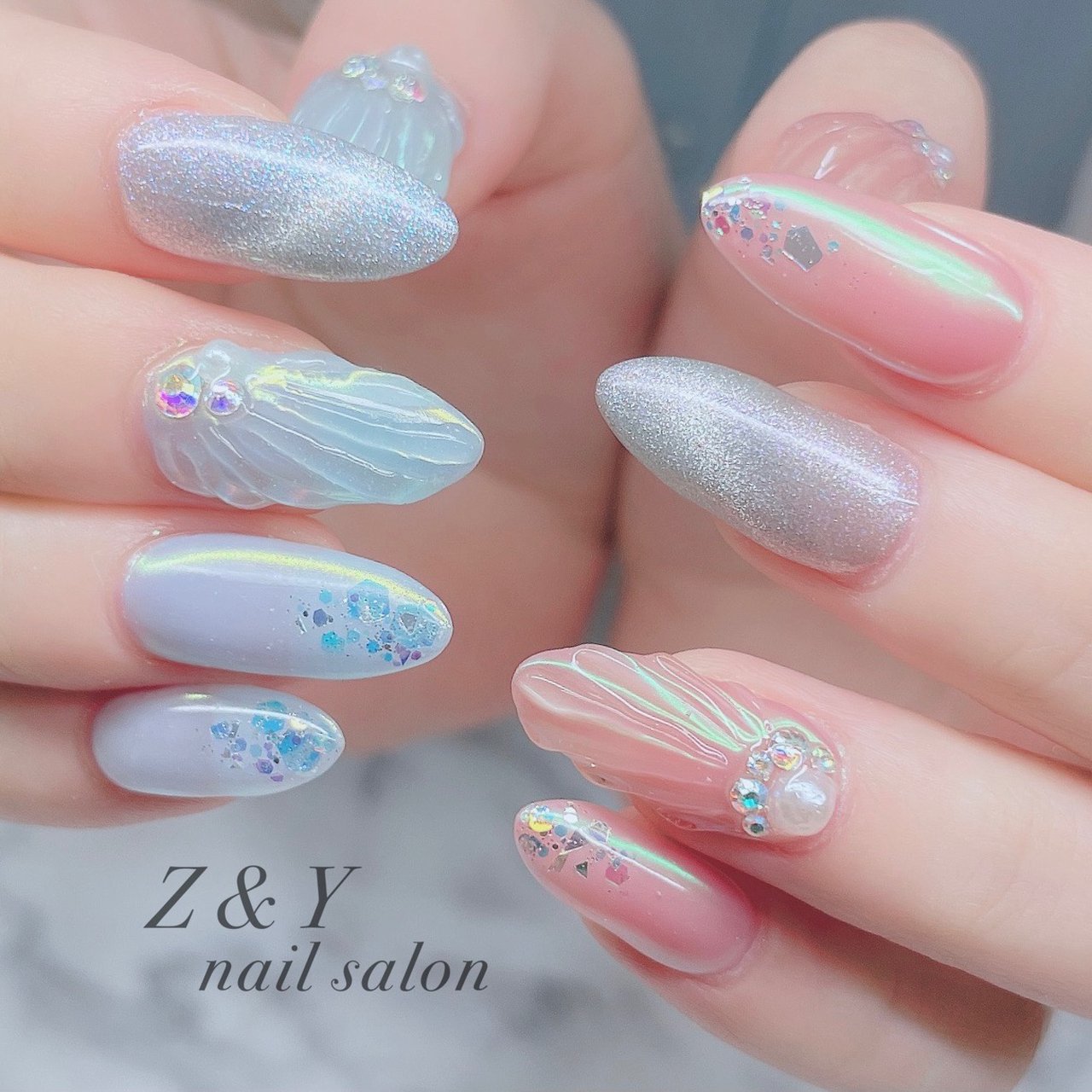 夏 海 リゾート ブライダル ハンド Z Y Nail博多駅前店 Sayaka のネイルデザイン No ネイルブック