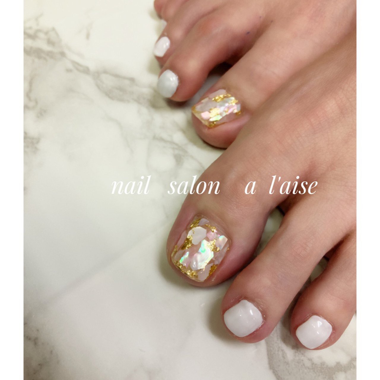 夏 フット シェル ホワイト ピンク Alaiseのネイルデザイン No ネイルブック