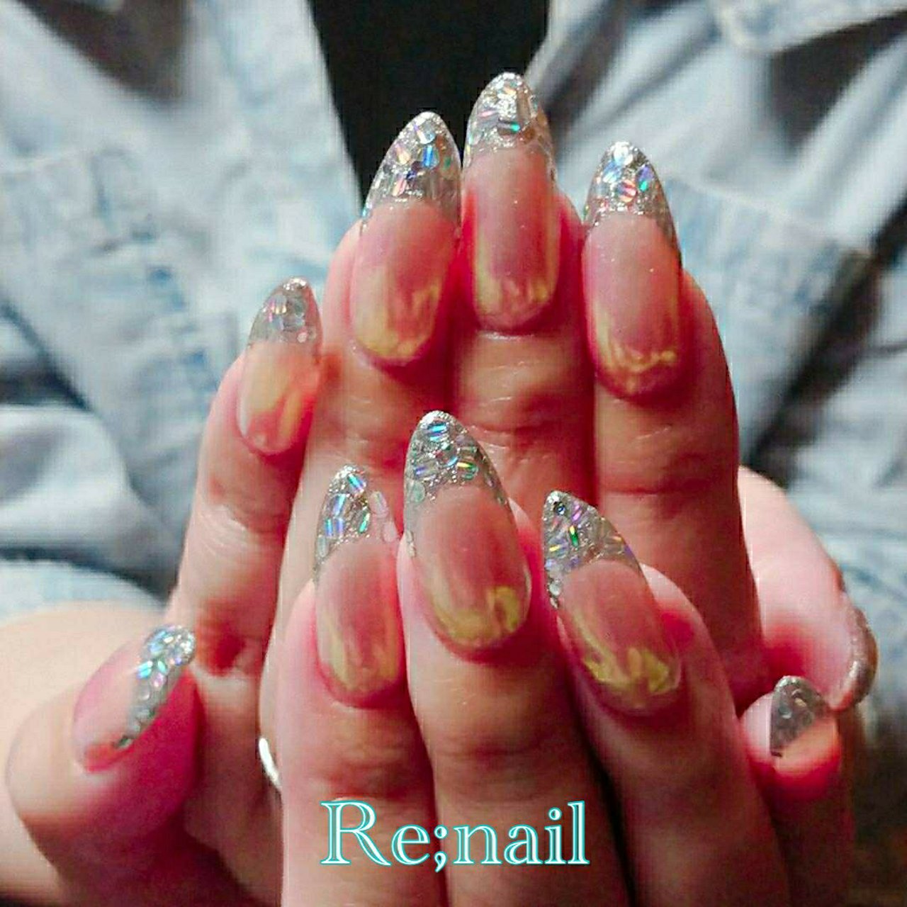 オールシーズン 卒業式 フレンチ ホログラム ラメ Re Nailのネイルデザイン No ネイルブック