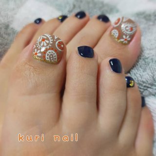 フット オレンジ セルフネイルのネイルデザイン ネイルブック