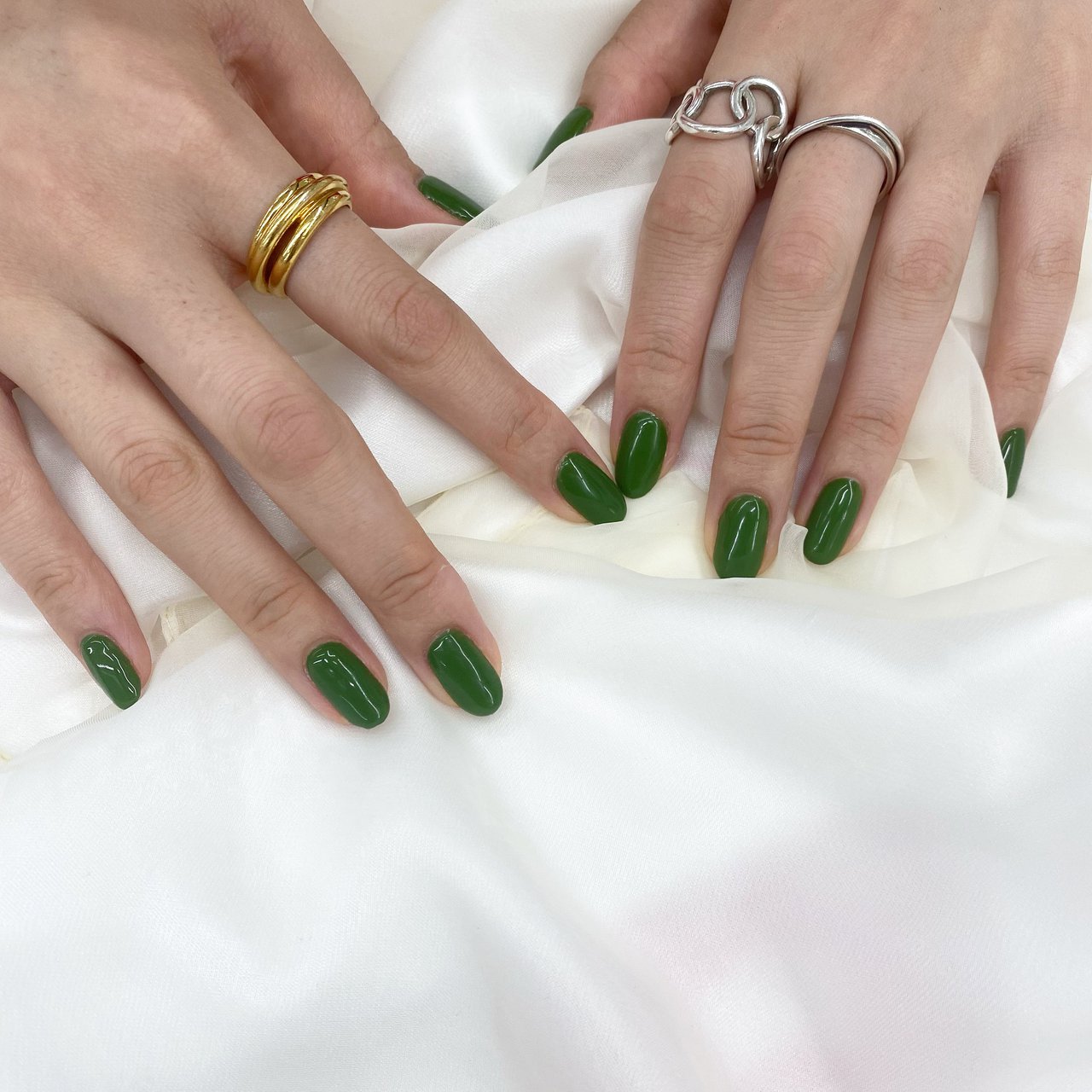 オールシーズン ハンド シンプル ワンカラー グリーン Nails Non Yunaのネイルデザイン No ネイルブック